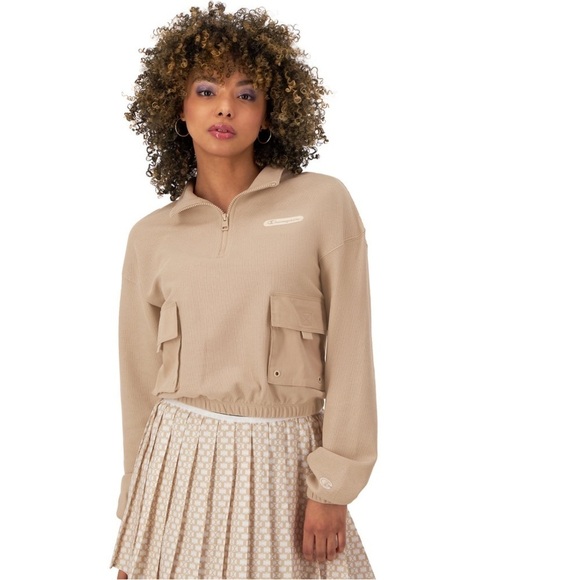 Women's Champion Campus Pique 1/4-Zip Pullover Color: Champagne Frost Size L - Picture 1 of 9